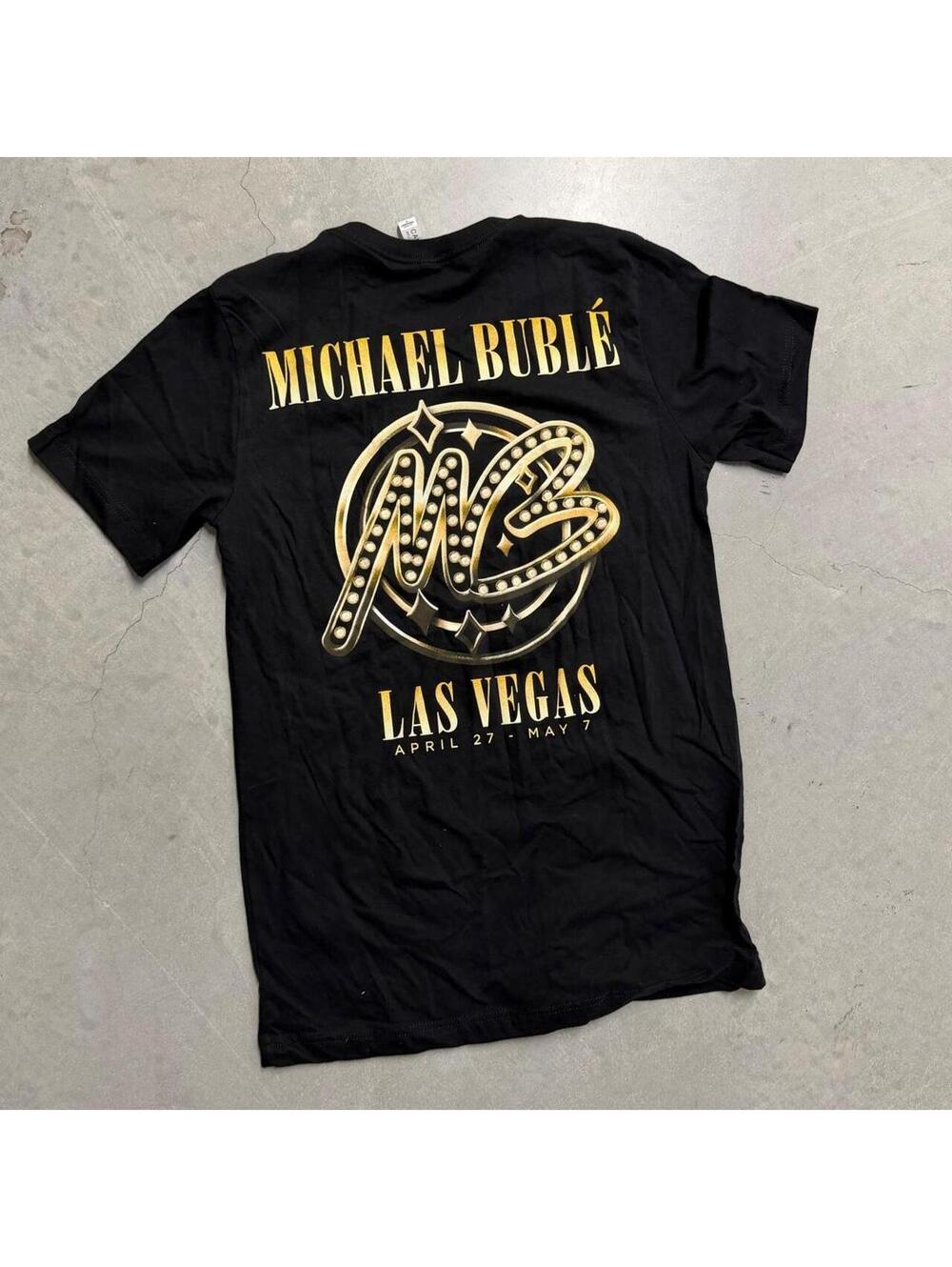 Michael Buble Las Vegas Concert T Shirt Men’s Medium Black Gold Casino Music Tee